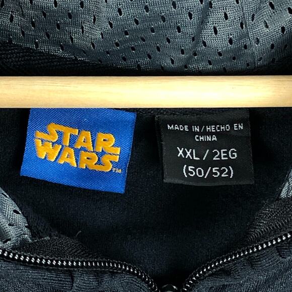 Star Wars Mens Track Jacket XXL Black Gray Hoodie Full Zip Long Sleeve Polyester - Picture 3 of 13